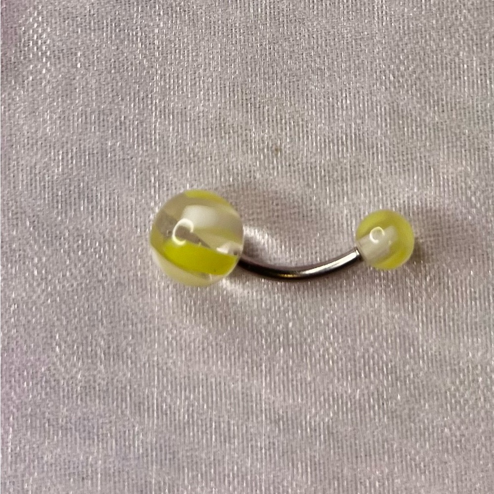 Stylish Silver and Yellow Belly Ring